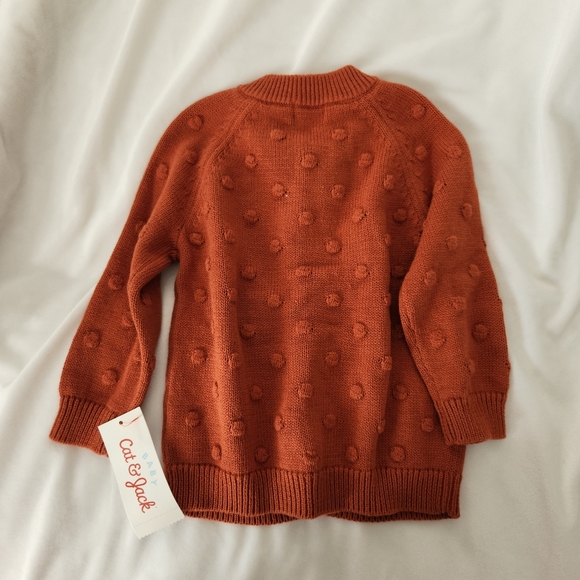 Cat & Jack Bobble Cardigan NWT baby size 6-9 month orange button down sweater - Picture 3 of 3